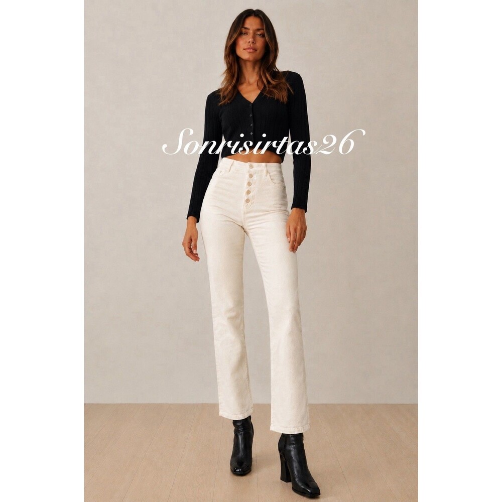 Reformation Cynthia Corduroy Pants Bone 24 Organic Cotton Quiet Luxury Coastal